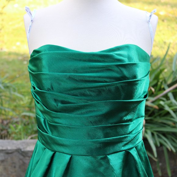 Jasmine Dresses Vintage Jasmine Emerald Green Strapless Mini Dress